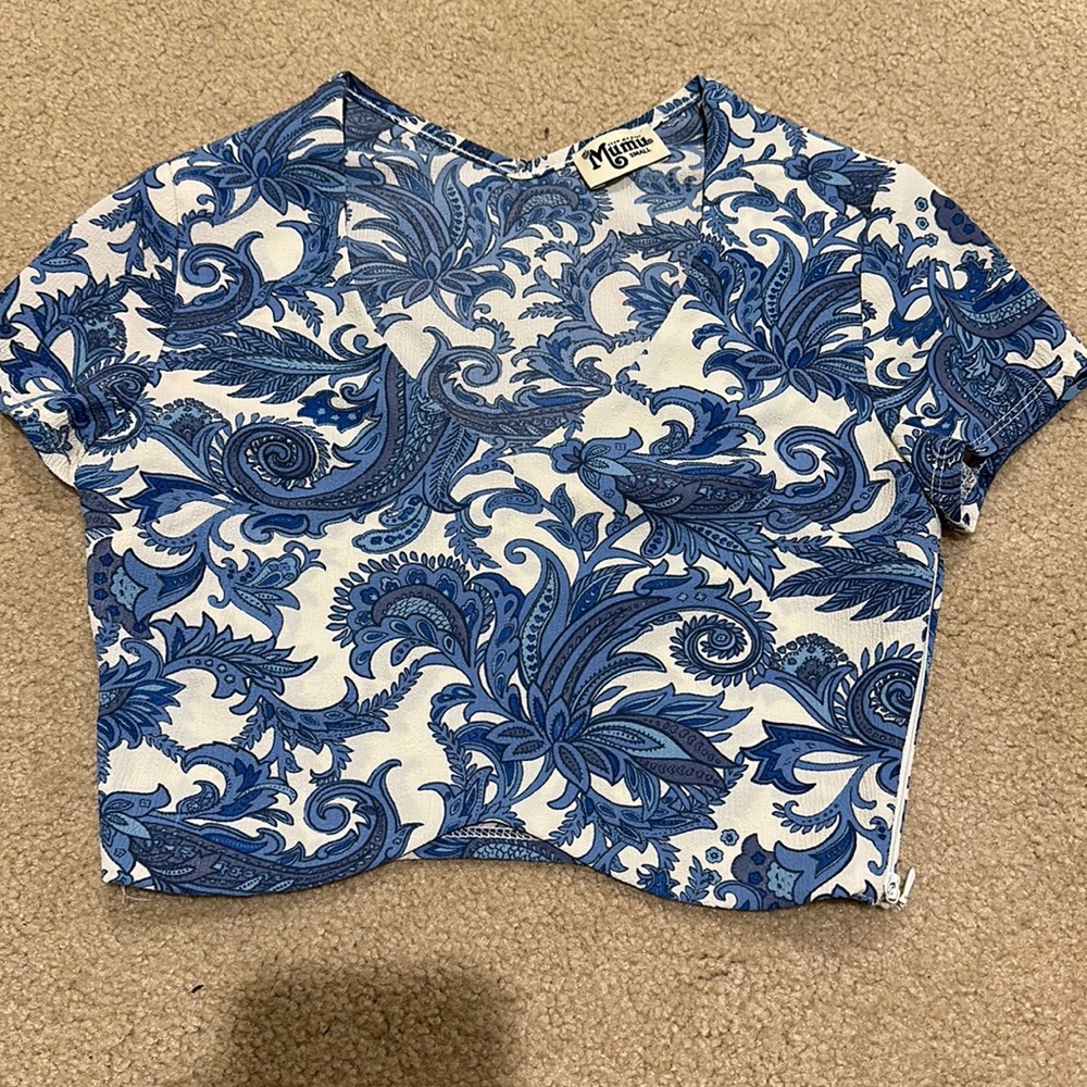 Blue and white show me your mumu crop top